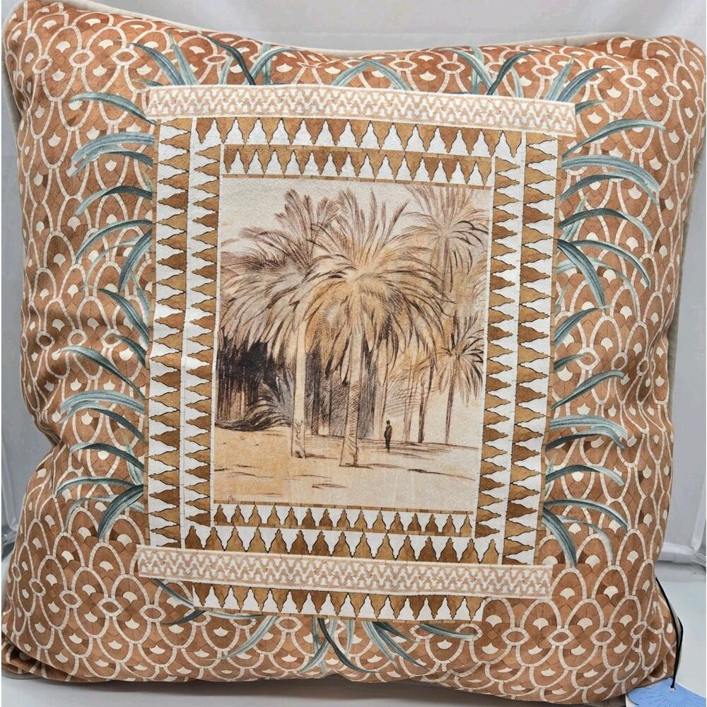 Tropical Palm Tree Beach 22x22" Pillow MOROCCO Travel Exotic NEW Djebli